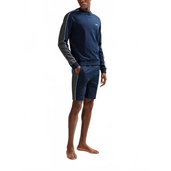 NEW HUGO BOSS cotton knit track shorts in blue